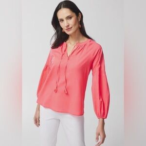 Chico's | Cut Away Raglan Sleeve Popover Blouse With Tassels